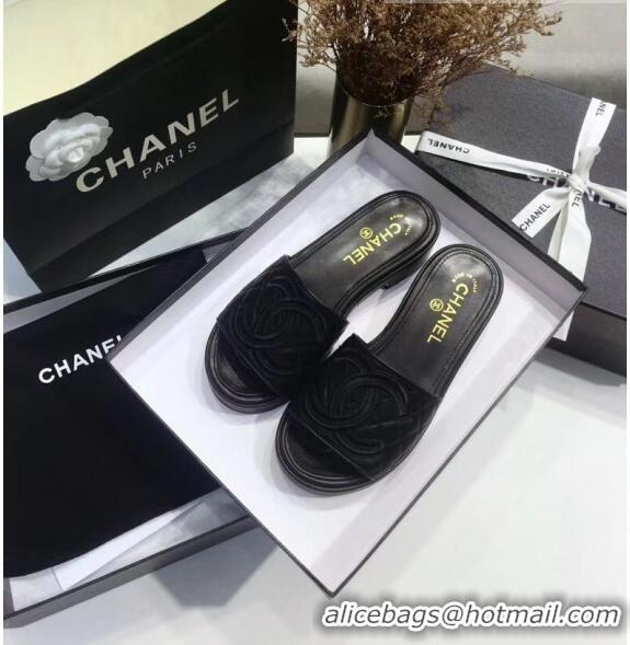 Discount Chanel Quilting Lambskin Mules Sandals G35903 Black 2020