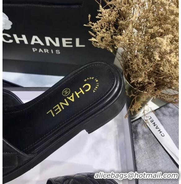 Discount Chanel Quilting Lambskin Mules Sandals G35903 Black 2020