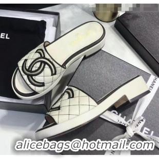 Buy Discount Chanel Quilting Lambskin Mules Sandals G35903 Ivory 2020