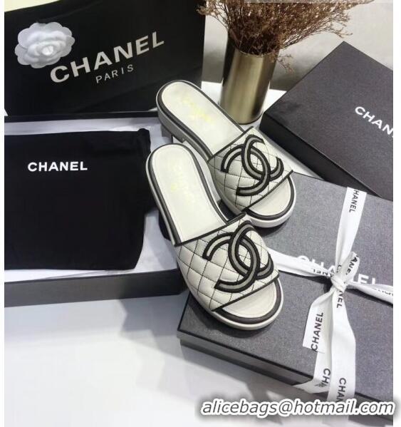 Buy Discount Chanel Quilting Lambskin Mules Sandals G35903 Ivory 2020