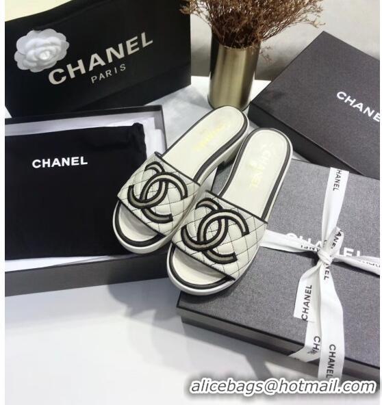 Buy Discount Chanel Quilting Lambskin Mules Sandals G35903 Ivory 2020