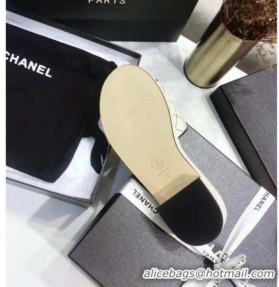 Buy Discount Chanel Quilting Lambskin Mules Sandals G35903 Ivory 2020