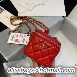 Shop Duplicate Chanel Original Small classic chain box handbag AP1447 red