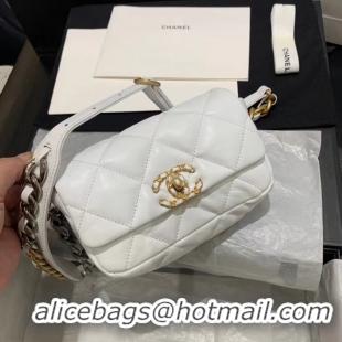 Luxury Cheap Chanel 19 Bodypack Sheepskin Leather AS1163 white