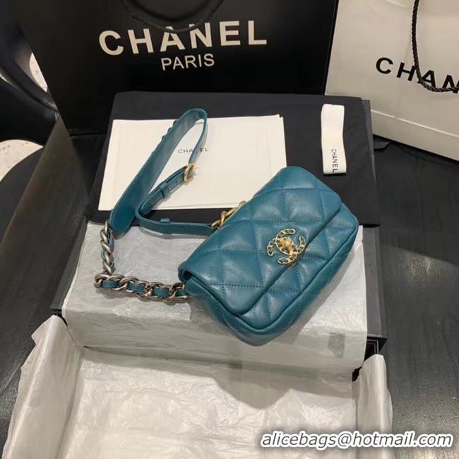 Best Grade Chanel 19 Bodypack Sheepskin Leather AS1163 blue