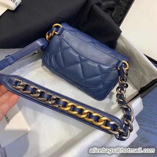 Good Quality Chanel 19 Bodypack Sheepskin Leather AS1163 dark blue