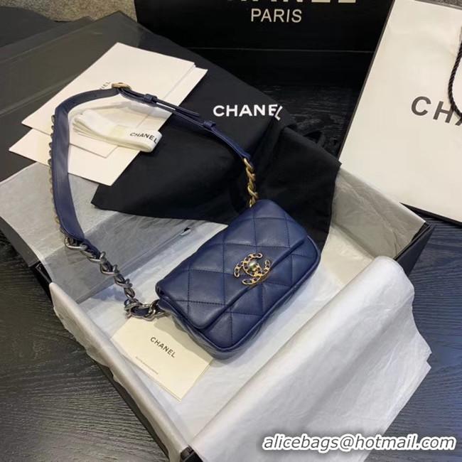 Good Quality Chanel 19 Bodypack Sheepskin Leather AS1163 dark blue