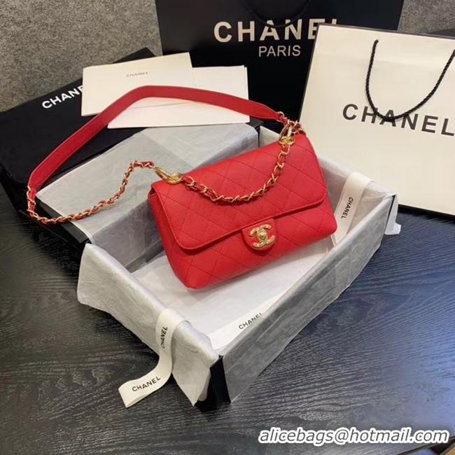 Low Cost Chanel Original Soft Leather Small flap bag AS1459 red