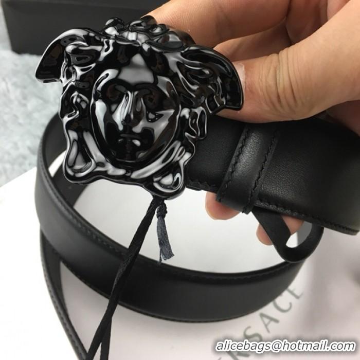 Best Cheap Versace Palazzo Belt With Medusa Buckle V1203 Black/Black