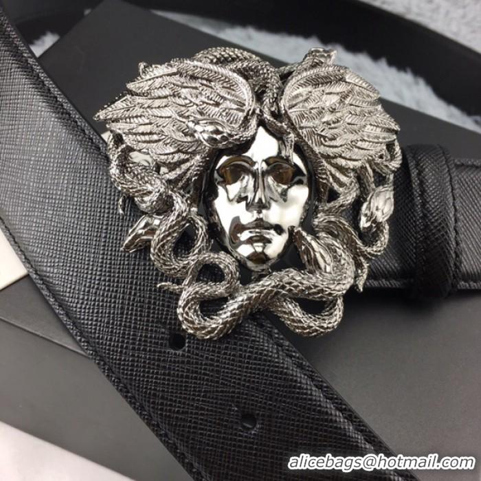 Trendy Design Versace Medusa Snake Wings Palm Leather Belt V1204 Black/Silver