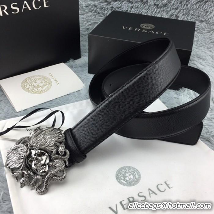 Trendy Design Versace Medusa Snake Wings Palm Leather Belt V1204 Black/Silver