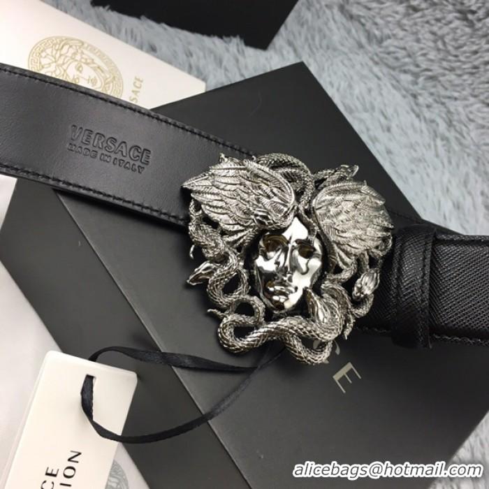 Trendy Design Versace Medusa Snake Wings Palm Leather Belt V1204 Black/Silver