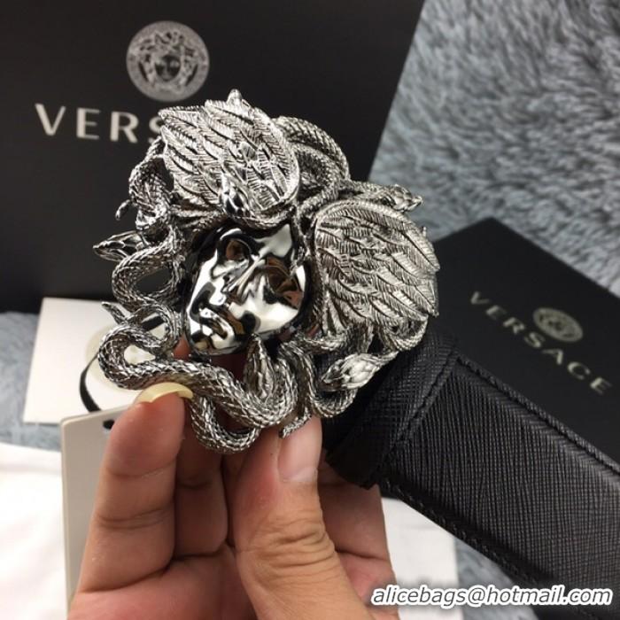 Trendy Design Versace Medusa Snake Wings Palm Leather Belt V1204 Black/Silver