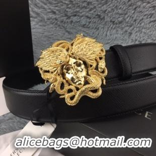 New Style Versace Medusa Snake Wings Palm Leather Belt V1204 Black/Gold