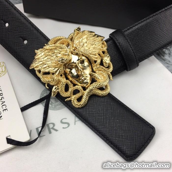 New Style Versace Medusa Snake Wings Palm Leather Belt V1204 Black/Gold