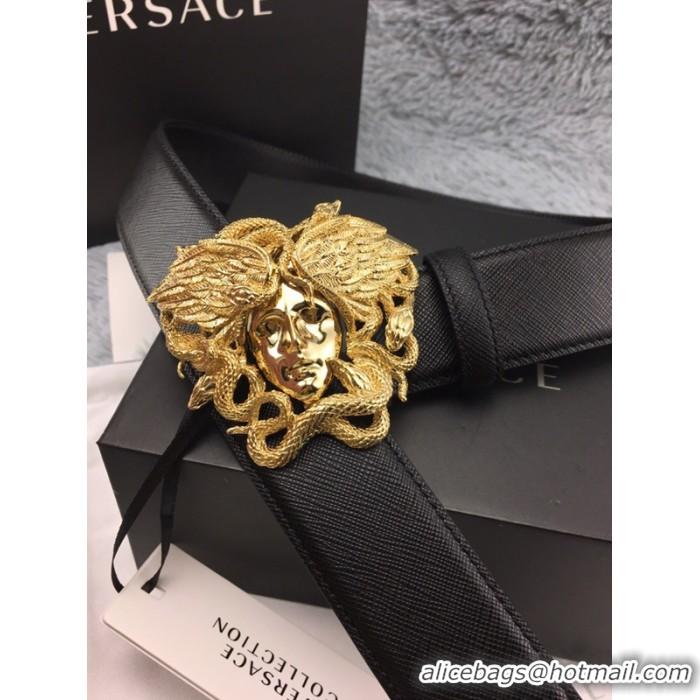 New Style Versace Medusa Snake Wings Palm Leather Belt V1204 Black/Gold