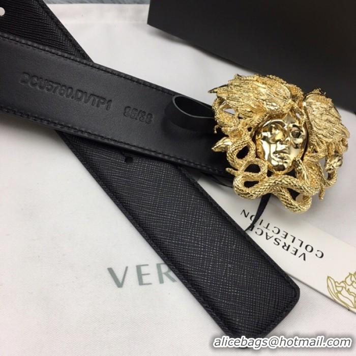 New Style Versace Medusa Snake Wings Palm Leather Belt V1204 Black/Gold