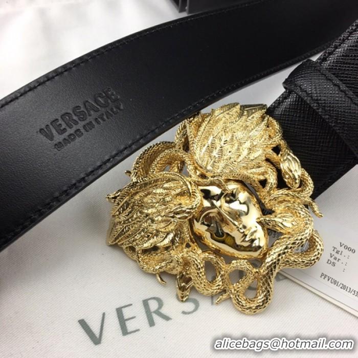 New Style Versace Medusa Snake Wings Palm Leather Belt V1204 Black/Gold