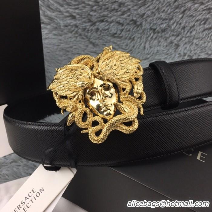 New Style Versace Medusa Snake Wings Palm Leather Belt V1204 Black/Gold