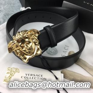 Famous Brand Versace Palazzo Belt With Medusa V1207 Black/Gold