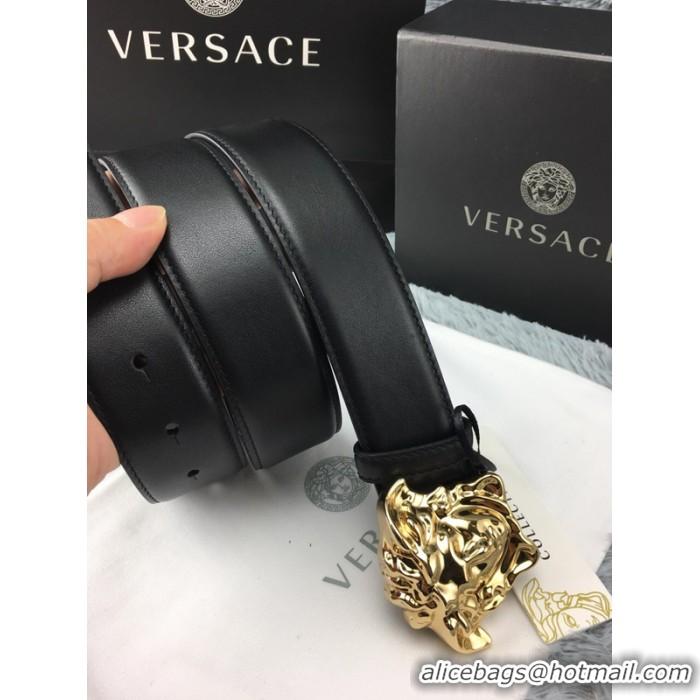 Famous Brand Versace Palazzo Belt With Medusa V1207 Black/Gold