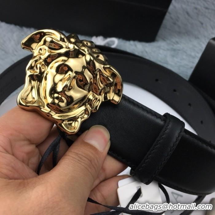 Famous Brand Versace Palazzo Belt With Medusa V1207 Black/Gold