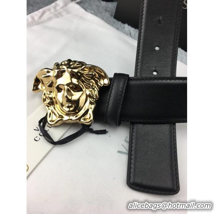 Famous Brand Versace Palazzo Belt With Medusa V1207 Black/Gold