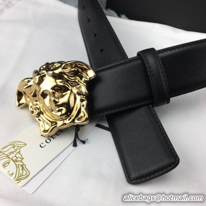 Famous Brand Versace Palazzo Belt With Medusa V1207 Black/Gold