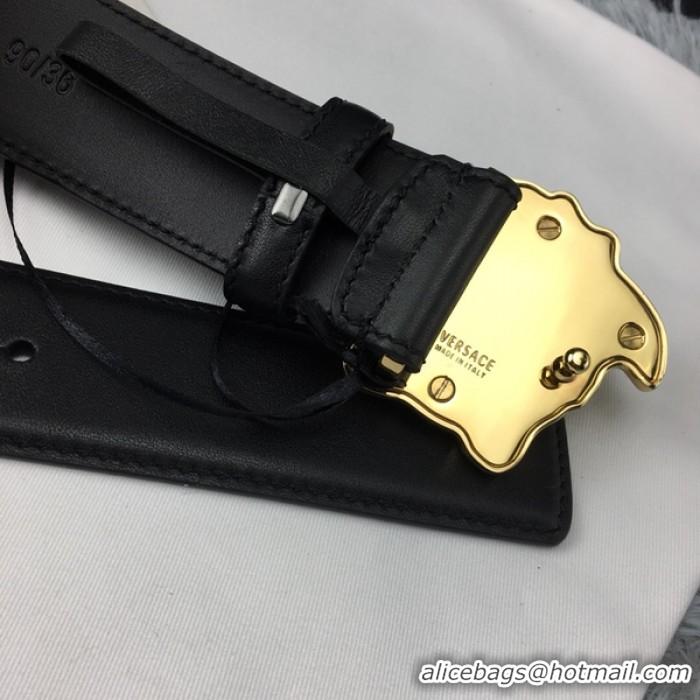 Famous Brand Versace Palazzo Belt With Medusa V1207 Black/Gold