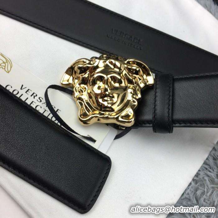 Famous Brand Versace Palazzo Belt With Medusa V1207 Black/Gold