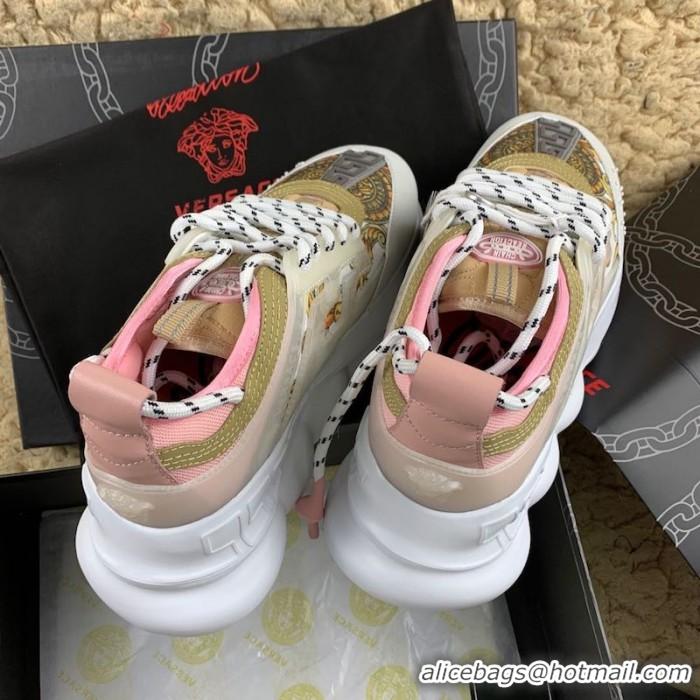 Traditional Discount Grade Quality Versace Chain Reaction Sneakers V5805 Pink