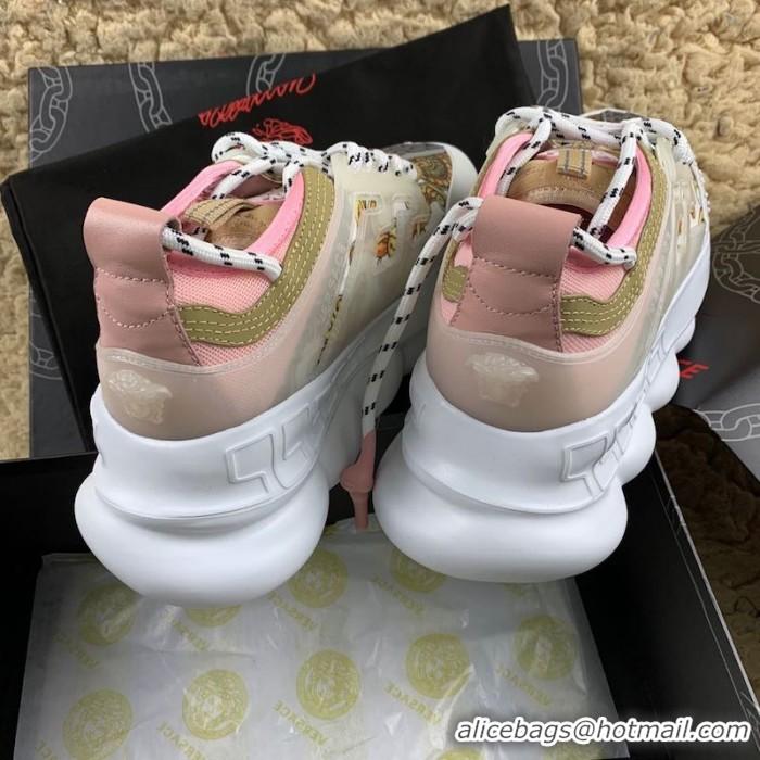 Traditional Discount Grade Quality Versace Chain Reaction Sneakers V5805 Pink