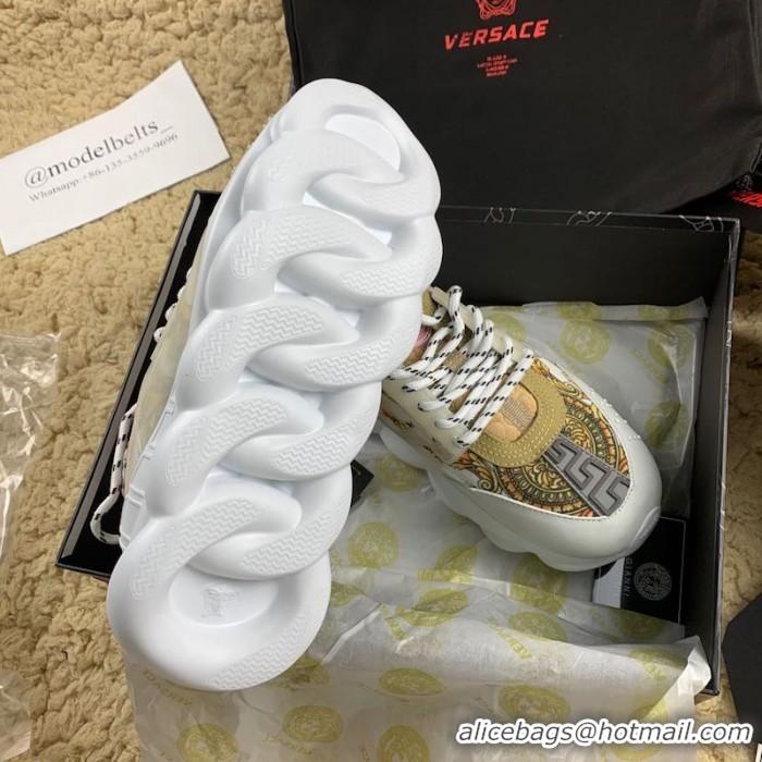 Traditional Discount Grade Quality Versace Chain Reaction Sneakers V5805 Pink