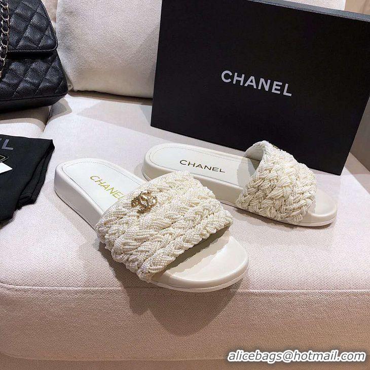 New Design Chanel Logo Pearl Sandals G342265 White