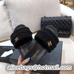 Top Quality Chanel Logo Pearl Sandals G342265 Black