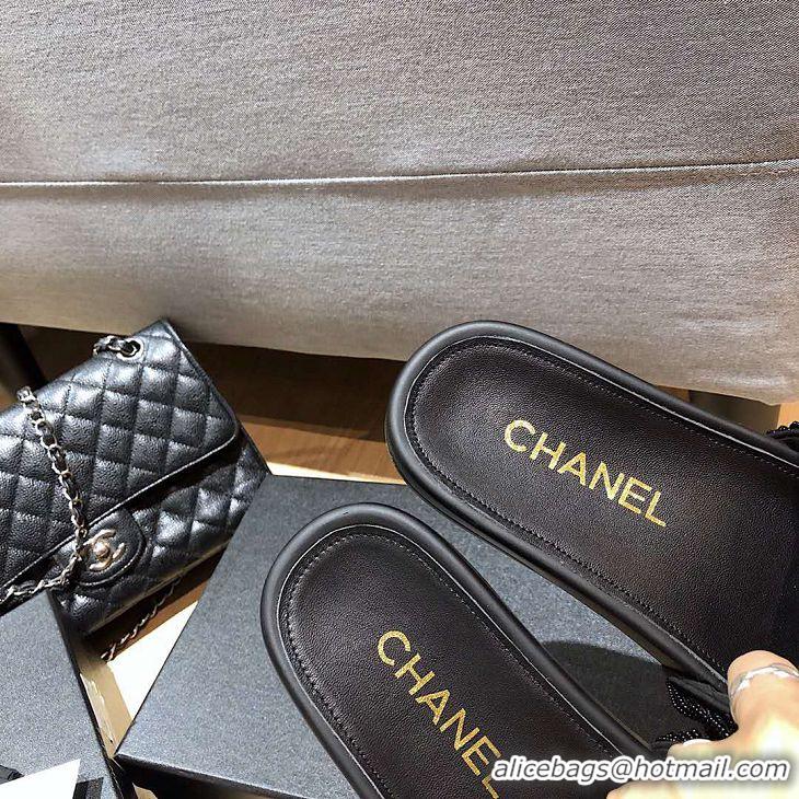 Top Quality Chanel Logo Pearl Sandals G342265 Black