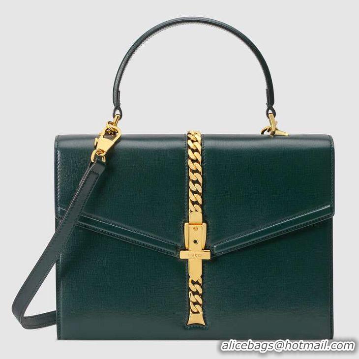 Most Popular Gucci Sylvie 1969 small top handle bag 602781 green