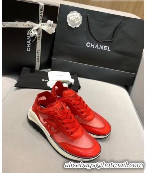 Inexpensive Chanel Classic Mesh Sneaker CC2041 Red 2020