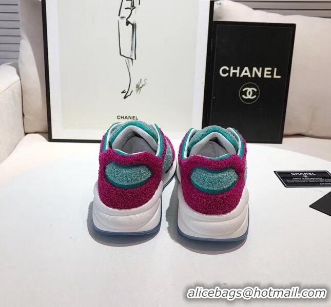 Cheapest Chanel Terry-cloth & Goatskin Classic Sneaker C52046 Green/Pink 2020