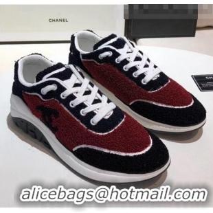 Low Cost Chanel Terry-cloth & Goatskin Classic Sneaker C52046 Deep Red/Black 2020