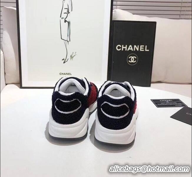 Low Cost Chanel Terry-cloth & Goatskin Classic Sneaker C52046 Deep Red/Black 2020