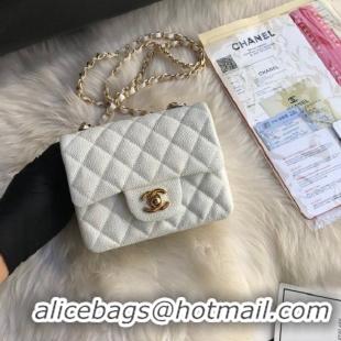 Top Quality Chanel Original Cannage Pattern Leather MINI Flap Bag A1115 White Gold