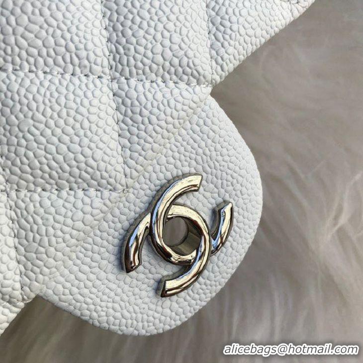 Best Quality Chanel Original Cannage Pattern Leather MINI Flap Bag A1115 White Silver