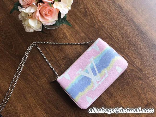 Top Quality Louis vuitton original ESCALE POCHETTE DOUBLE ZIP clutch bag M69124 pink