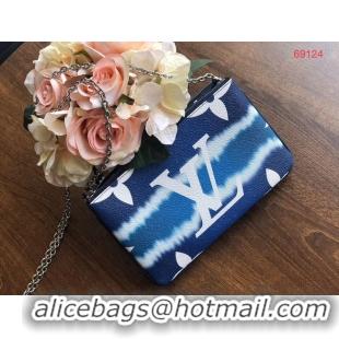 New Stylish Louis vuitton original ESCALE POCHETTE DOUBLE ZIP clutch bag M69124 blue