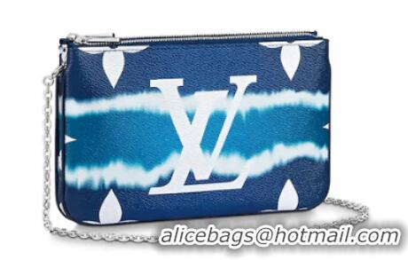 New Stylish Louis vuitton original ESCALE POCHETTE DOUBLE ZIP clutch bag M69124 blue