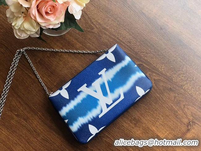 New Stylish Louis vuitton original ESCALE POCHETTE DOUBLE ZIP clutch bag M69124 blue