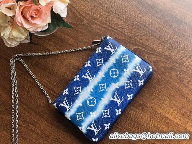 New Stylish Louis vuitton original ESCALE POCHETTE DOUBLE ZIP clutch bag M69124 blue