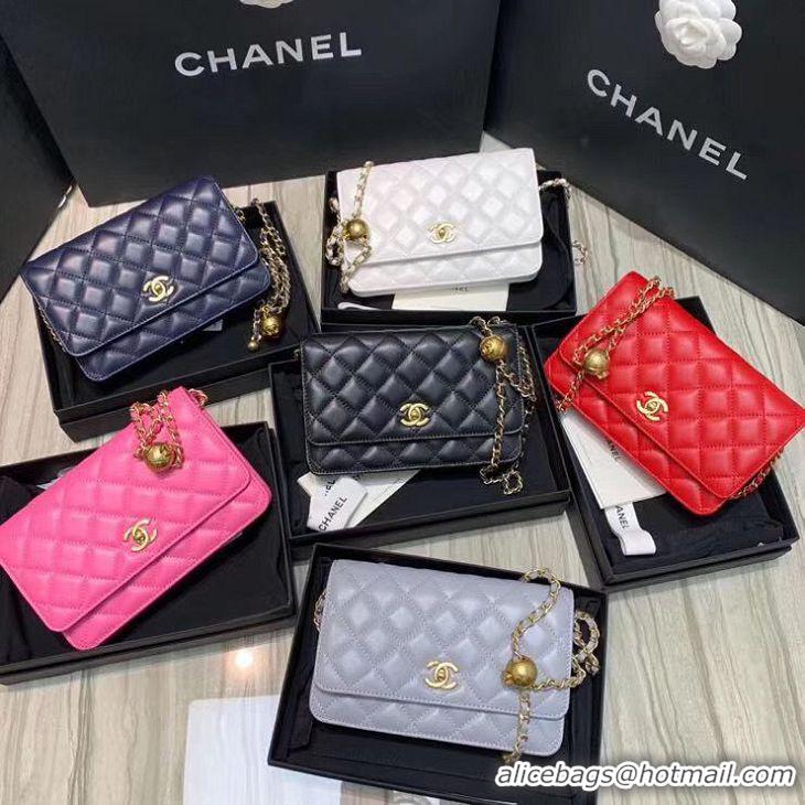 Discount Chanel WOC Original Leather Golden Ball Flap cross-body bag B33818 Black