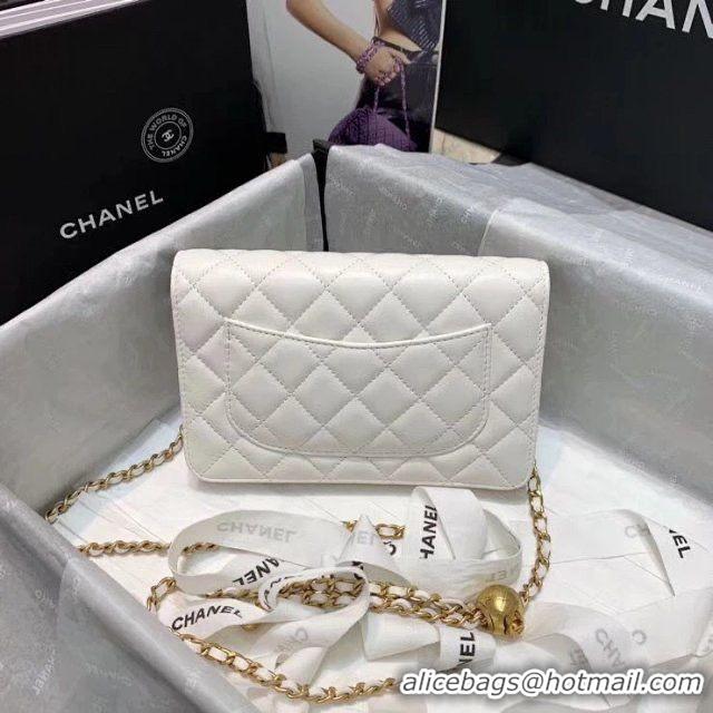 Cheapest Chanel WOC Original Leather Golden Ball Flap cross-body bag B33818 White